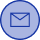Blue email icon on a white background