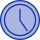 Blue clock icon on a white background