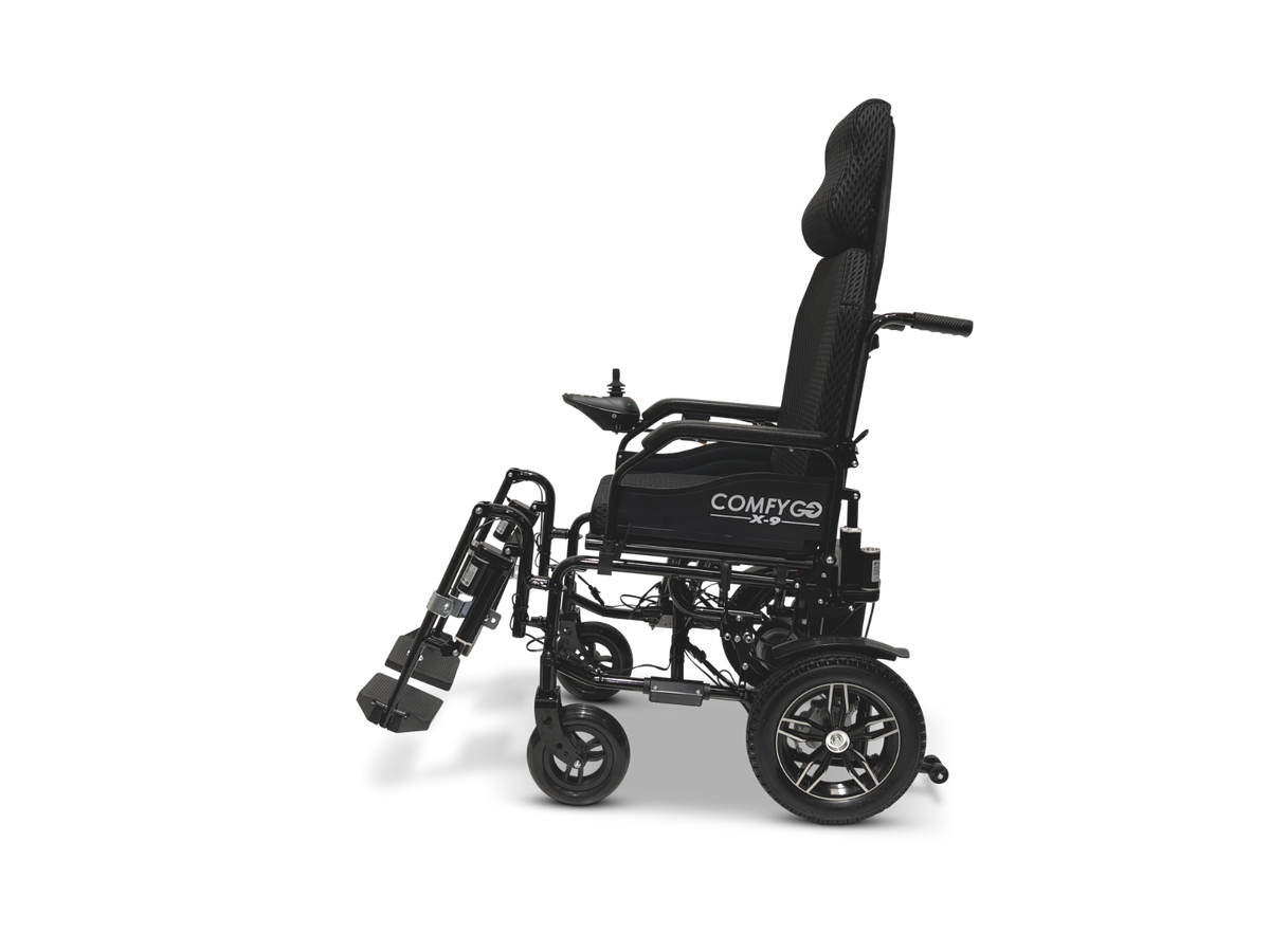 X-9 ComfyGO Remote Controlled Electric Wheelchair, Auto Reclining Backrest & Lifting Leg Rests