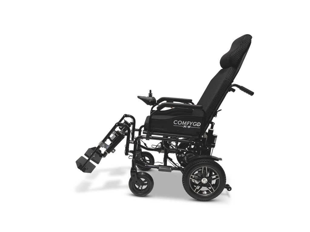 X-9 ComfyGO Remote Controlled Electric Wheelchair, Auto Reclining Backrest & Lifting Leg Rests