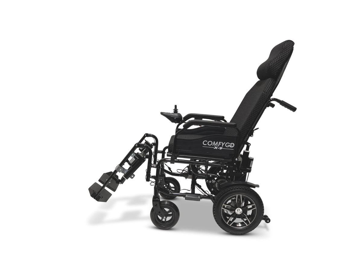 X-9 ComfyGO Remote Controlled Electric Wheelchair, Auto Reclining Backrest & Lifting Leg Rests