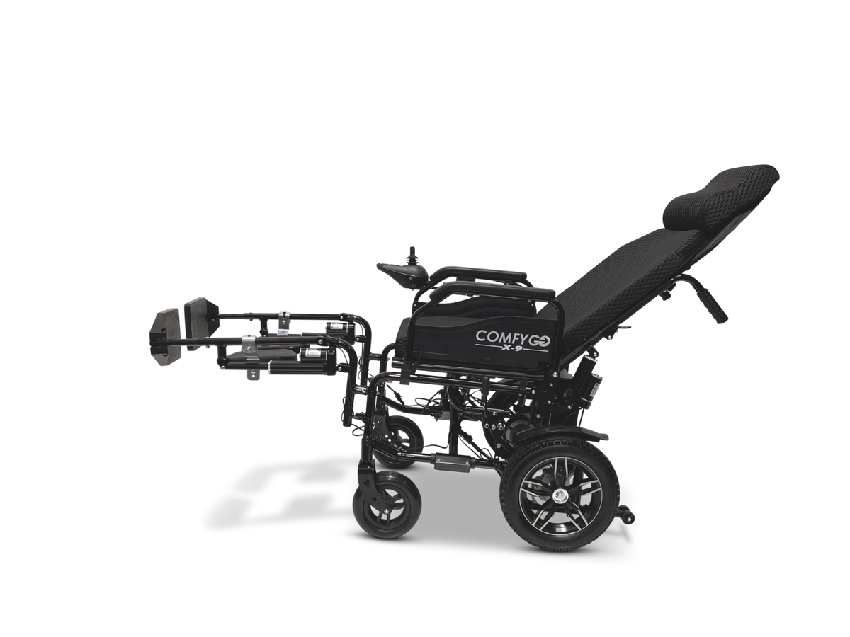 X-9 ComfyGO Remote Controlled Electric Wheelchair, Auto Reclining Backrest & Lifting Leg Rests