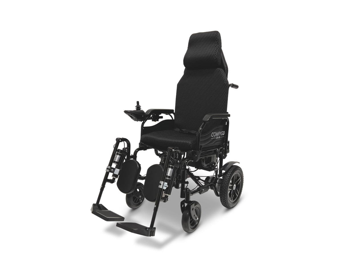 X-9 ComfyGO Remote Controlled Electric Wheelchair, Auto Reclining Backrest & Lifting Leg Rests