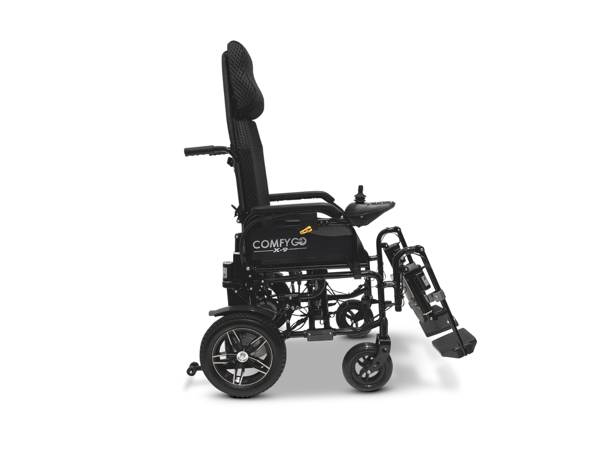 X-9 ComfyGO Remote Controlled Electric Wheelchair, Auto Reclining Backrest & Lifting Leg Rests