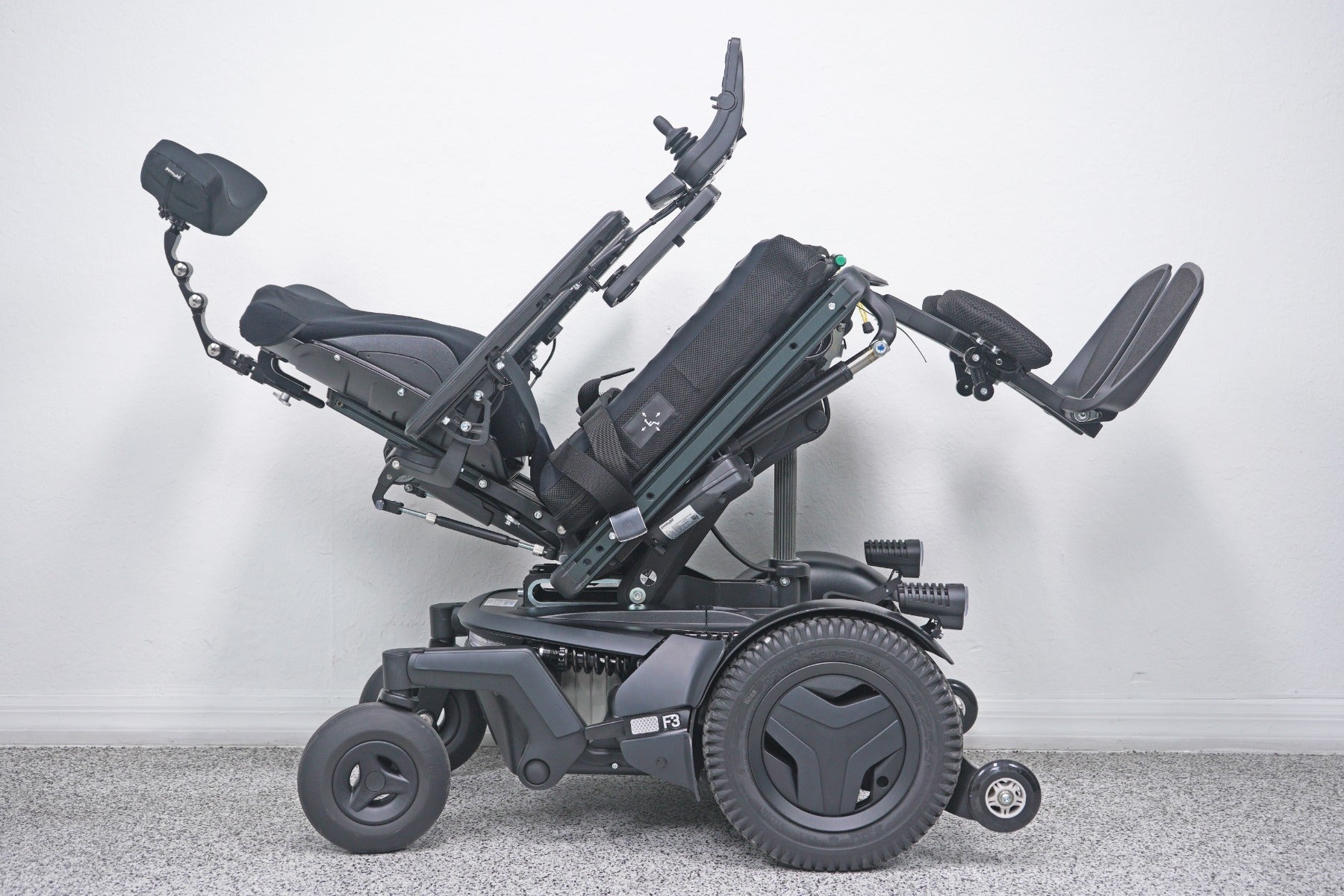 Permobil F3 Power Wheelchair 12" Seat Lift, Tilt, Recline, Legs & Anterior Tilt - 8918